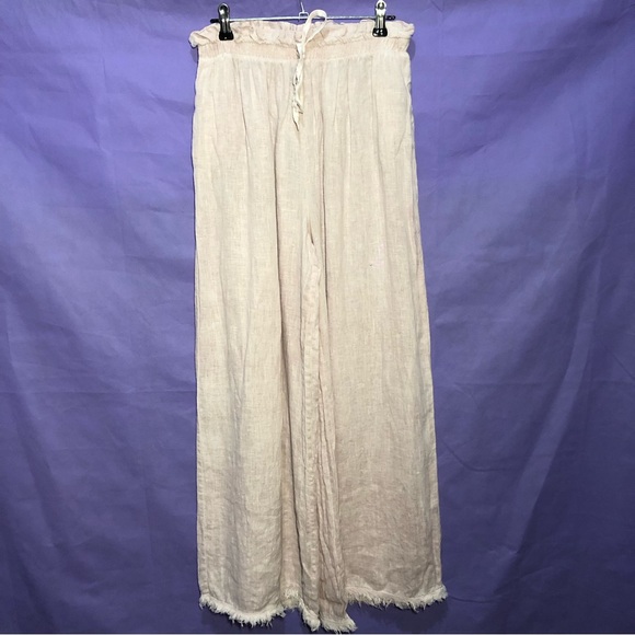 Venti6 coastal lagenlook wide leg pull on linen pants - Picture 3 of 11